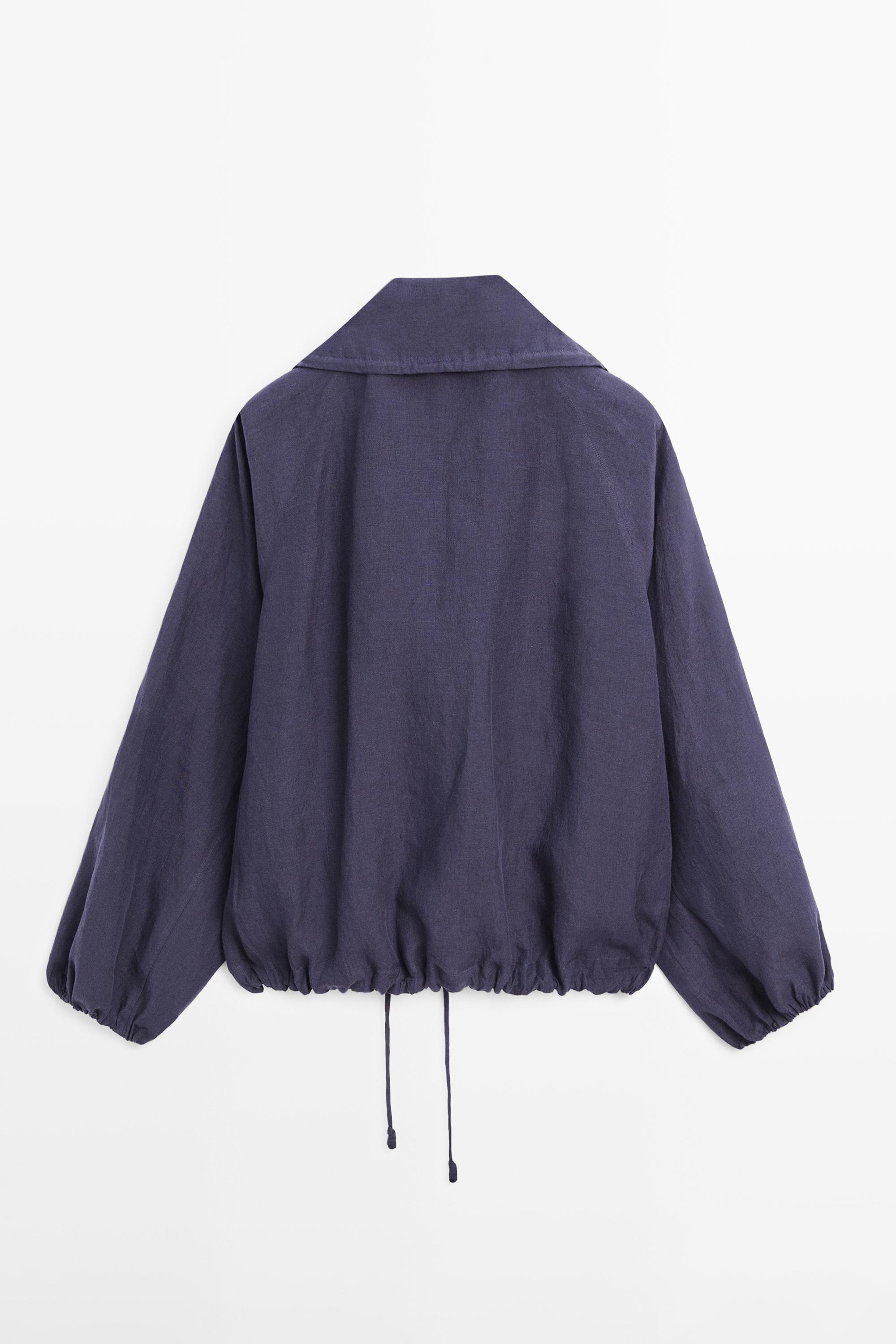 100% linen bomber jacket with collar detail